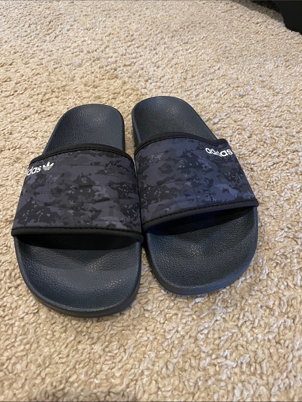 Boys adidas navy Camo Slide Sandals with Logo